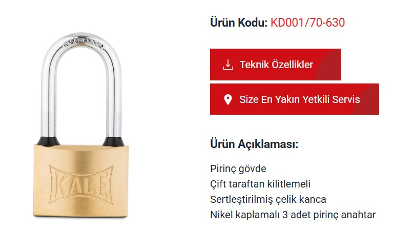 ASMA KILIT 30 MM SARI METAL UZUN MIL KALE KILIT